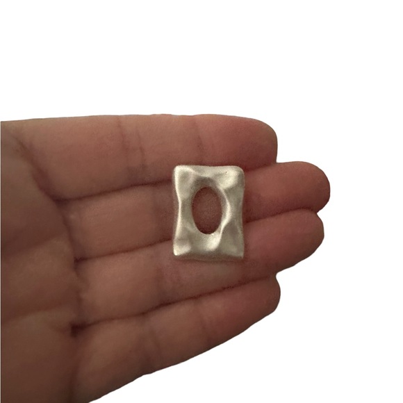 Hammered Geometric Silver Earrings - Picture 2 of 4